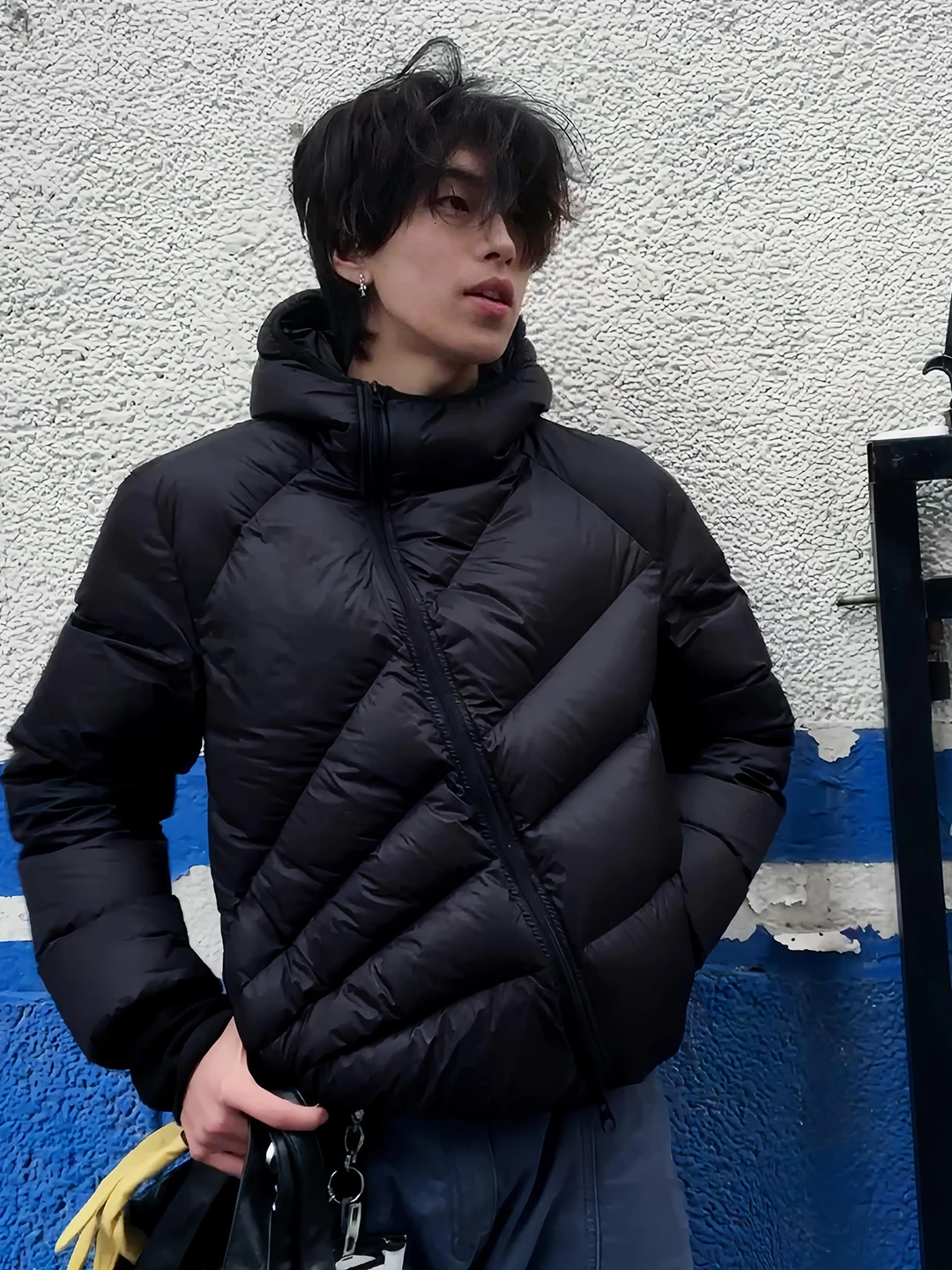 

Men's Quilted Jaet Hooded Du down Lightweight Warmth Anti-Cold Diagonal Zipper Cotton irt Outdoor Sport Ci Casual