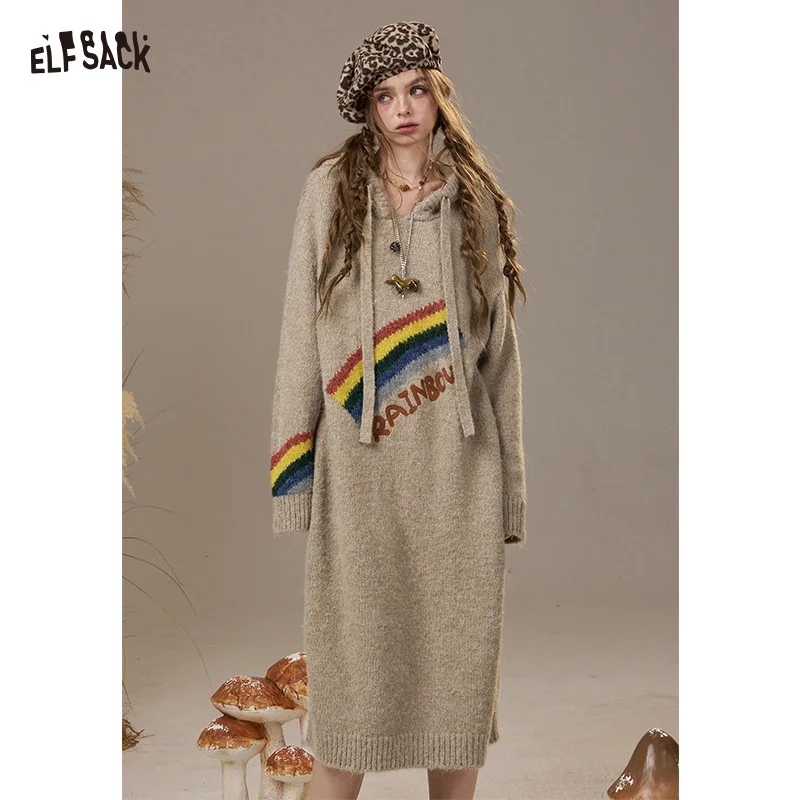 

ELFSACK 2025 Autumn New Arrival Casual Patch Plaid Fake Two Piece Vest Waist Tie Dress For Woman