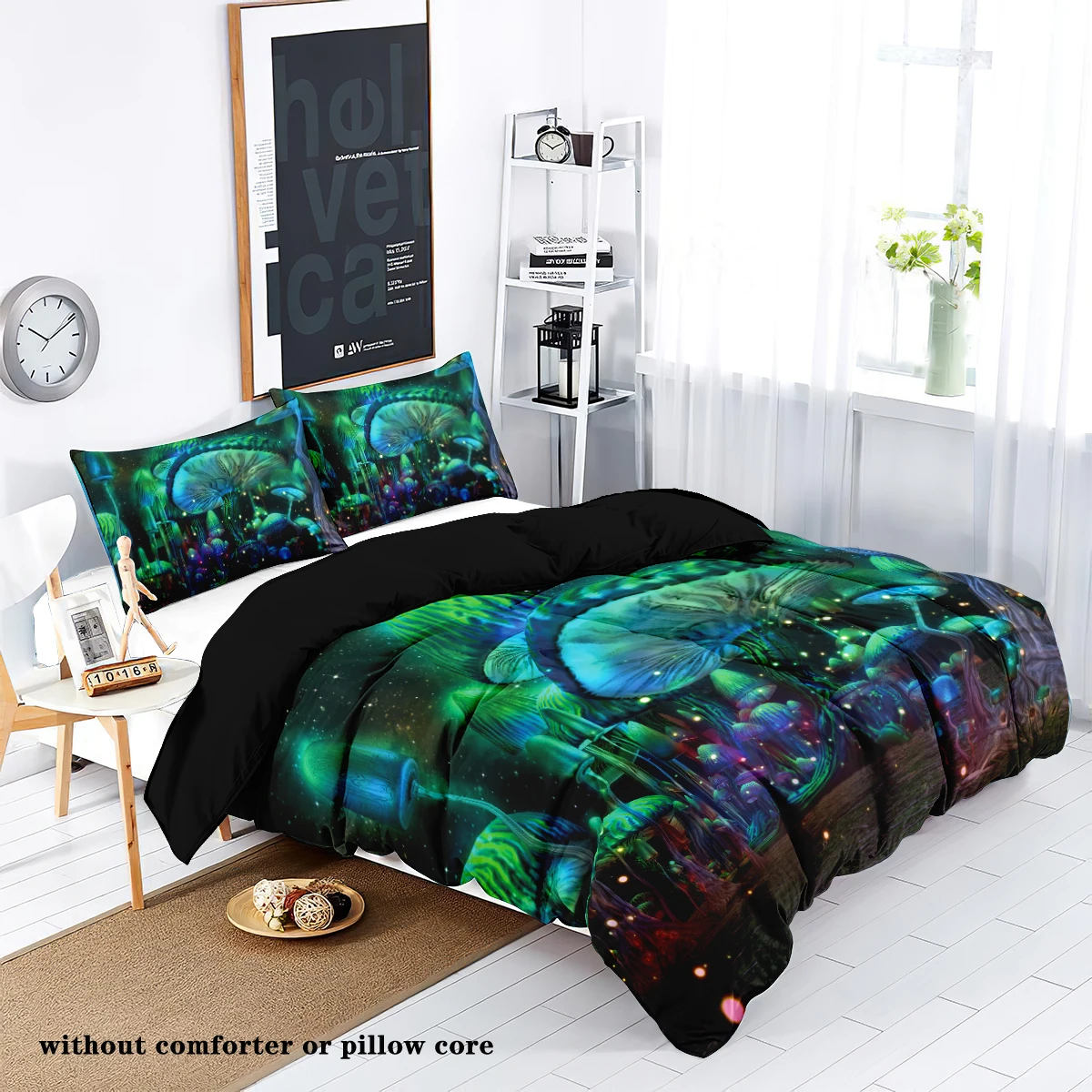 3pcs Duvet Cover Set, Fantasy Mushroom Print Bedding Set， For Bedroom, Guest Room Decor (1*Duvet Cover + 2*Pillowcase, No Core)