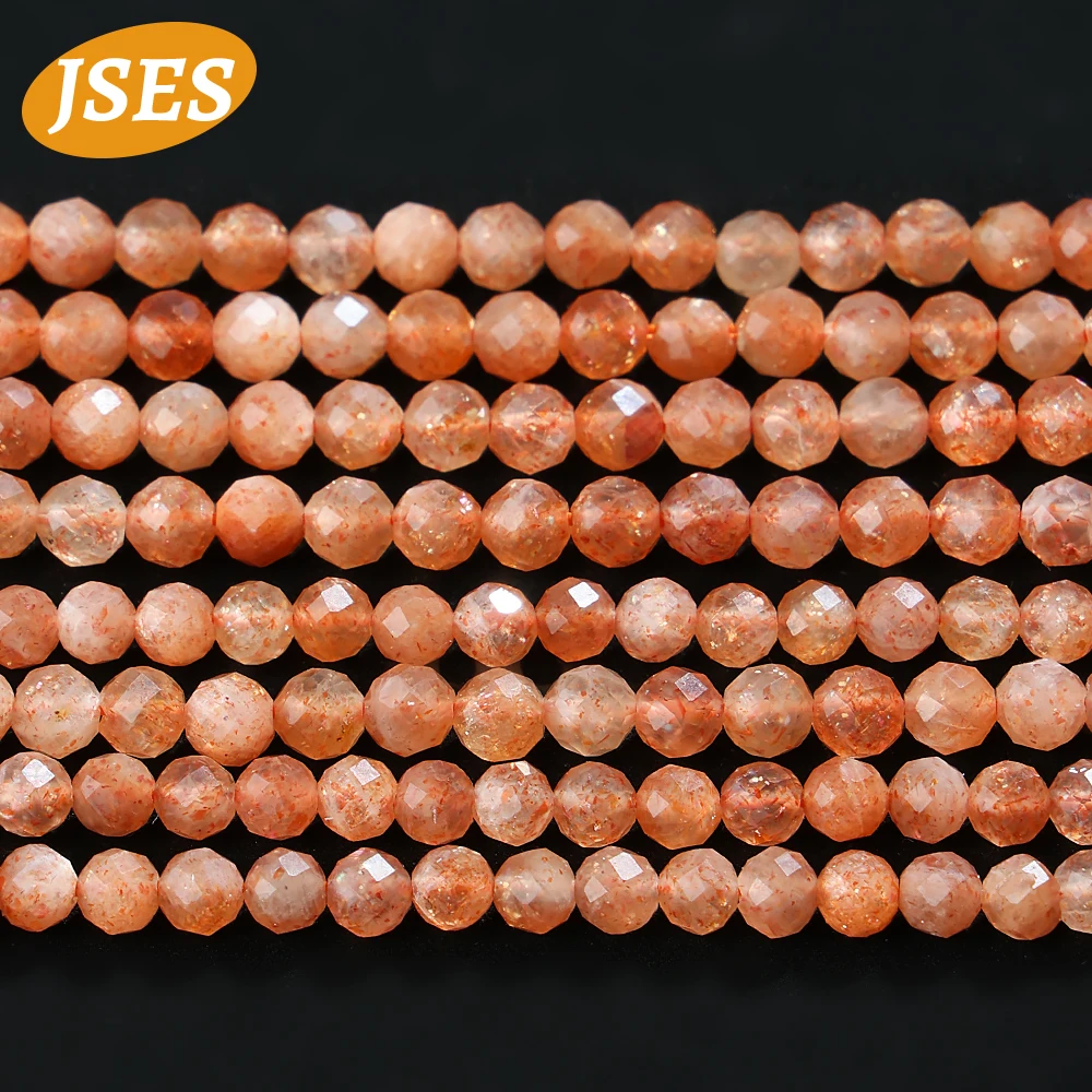 A++ Natural Brazil Golden Sunstone 4mm Faceted Bead Loose Beads for Jewelry Making Bracelet Necklace DIY Accessories Seed Beads