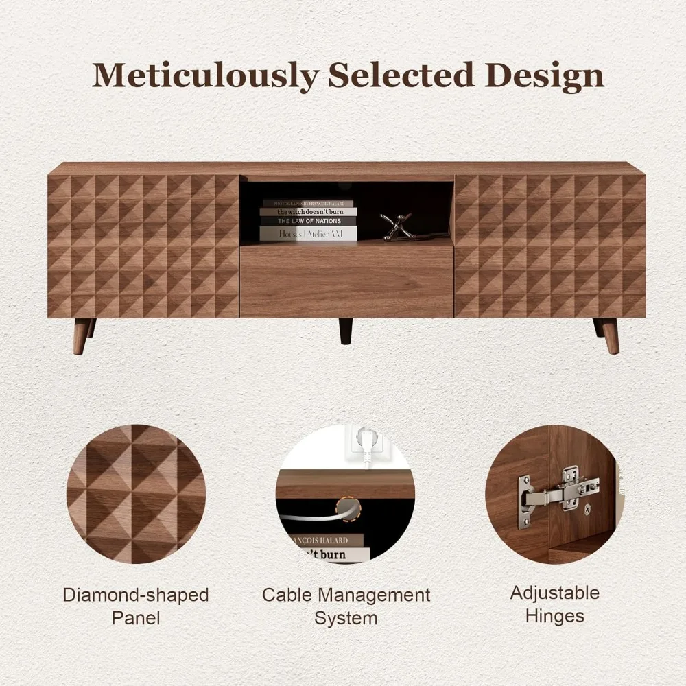 حامل تلفزيون 65 بوصة، حوامل تلفزيون لغرفة المعيشة، خزانة وحدة تحكم الوسائط لمركز الترفيه، حوامل تلفزيون حديثة مع شكل ماسي