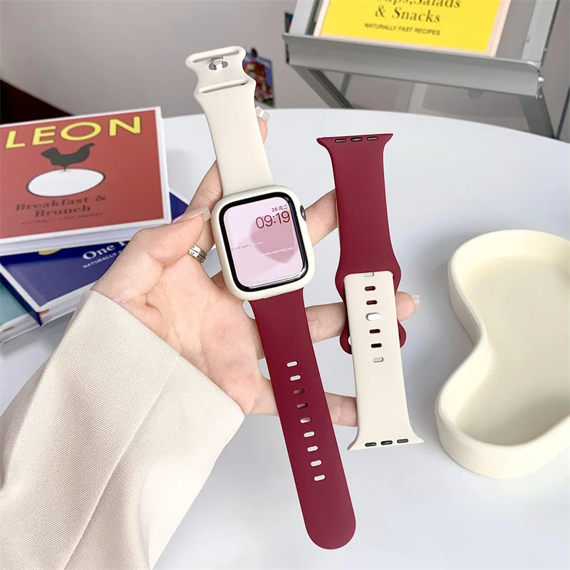 Sport Straps For Apple Watch Band 45mm 40mm 44mm 41mm 42/46mm Silicone Engraved bracelet iwatch series 10 9 8 7 4 5 6 ultra 49mm