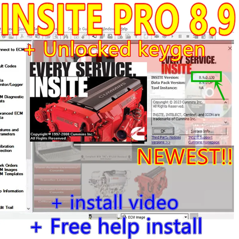 

Cummin Insite 8.9 PRO Keygen Engine Diagnostic Software Fault Code Engine Tests Adjustment Remove ECM Zap-It No Expire