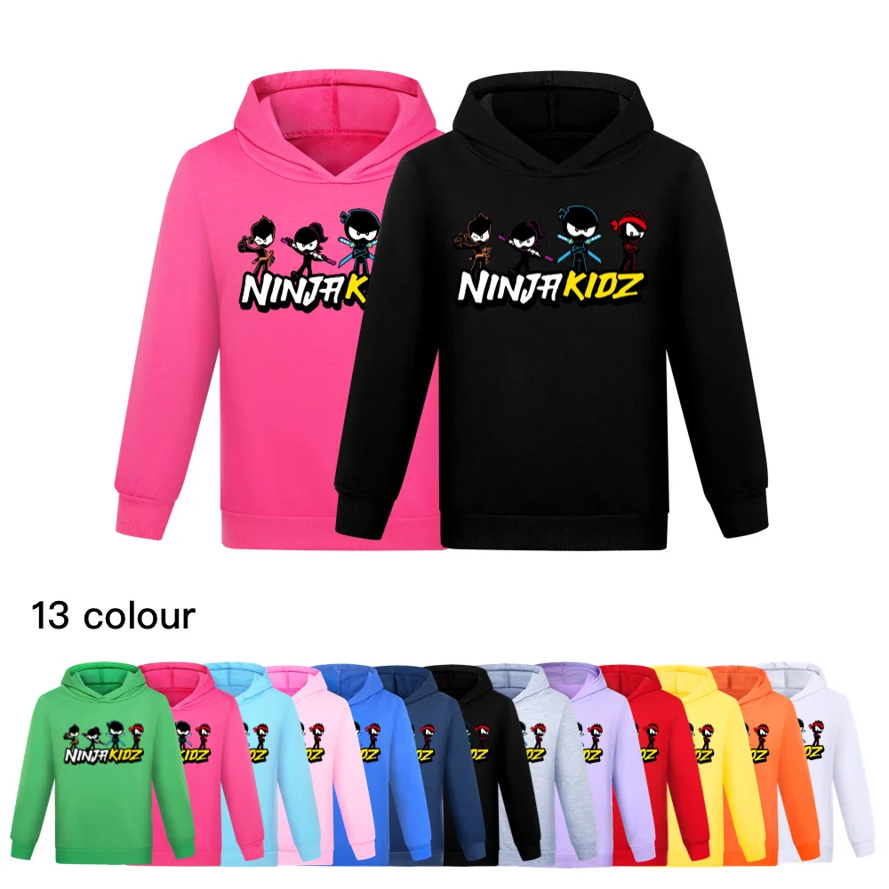 

2-16Y New Boys Hooded Girls T Shirt NINJA KIDZ Kids Casual Sweatershirt Child Fashion Clothes Cotton Birthday Girl Costume