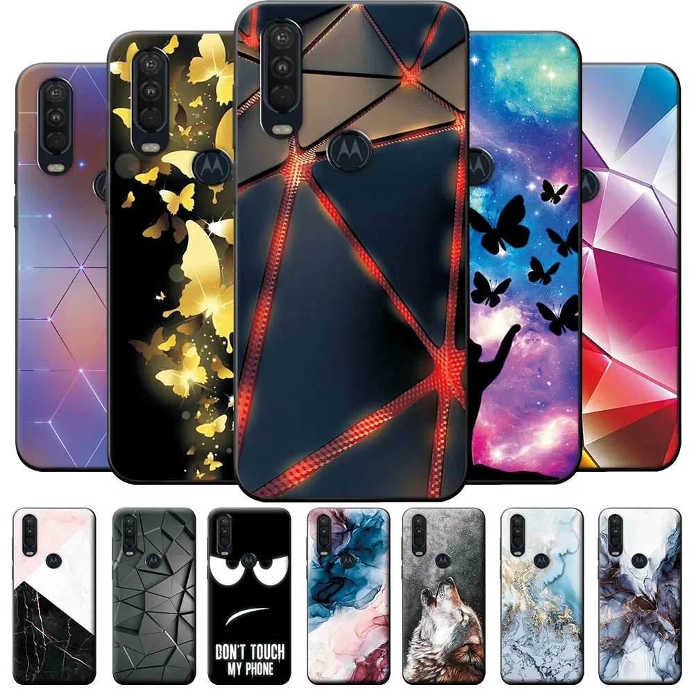 Für Moto Eine Aktion Fall Abdeckung Stoßfest Telefon Fällen für Motorola Moto Eine 5G Ace Makro Marmor Schwarz Silikon zurück Abdeckung Shell