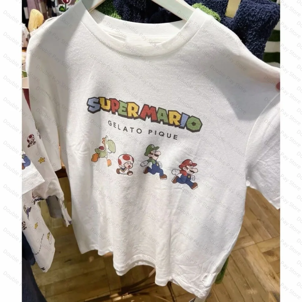 Camiseta con estampado de Super Mario, Luigi y Yoshi, informal, suave, de manga corta, unisex, estilo anime, para estar en casa, para niños, hombres y mujeres.