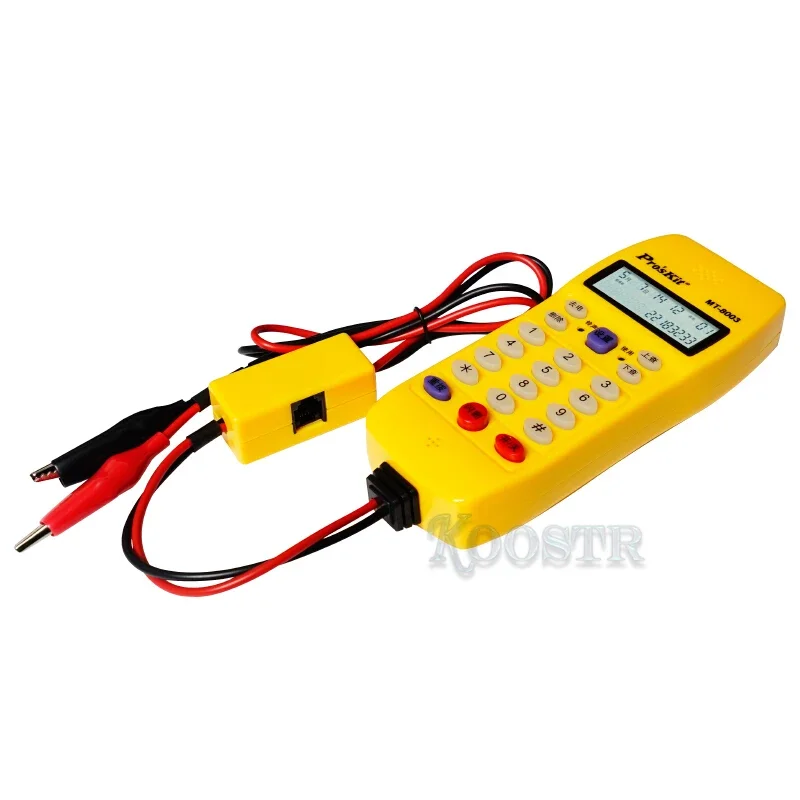 جهاز اختبار خط الهاتف Po'sKit MT-8003 بدون استخدام اليدين يحدد تلقائيًا لنظام DTMF وFSK وتشغيل النغمة والنبض