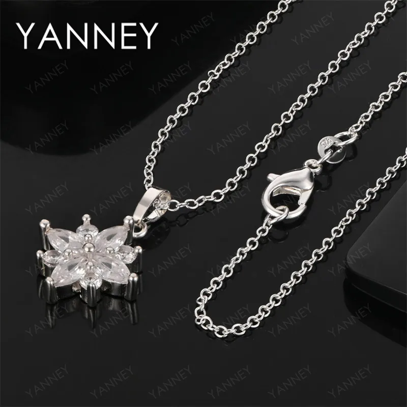

925 Sterling Silver 16-30 Inch Luxury Delicate Small Flower Necklace Women Fashion Elegant Gift Party Wedding