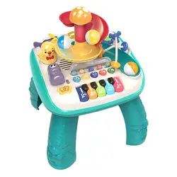 Multicolor Baby Activity Table Musical Learning Machine Interactive Play Center Musical Toys for New Year Gift Boys Infant Kids