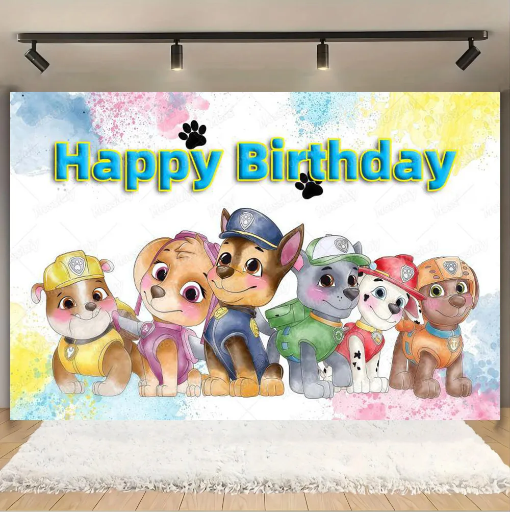 Brave Dog Anime PAW Patrol Children\'s Birthday Party Decoration Photography Baby Bath Cake Smashing Background