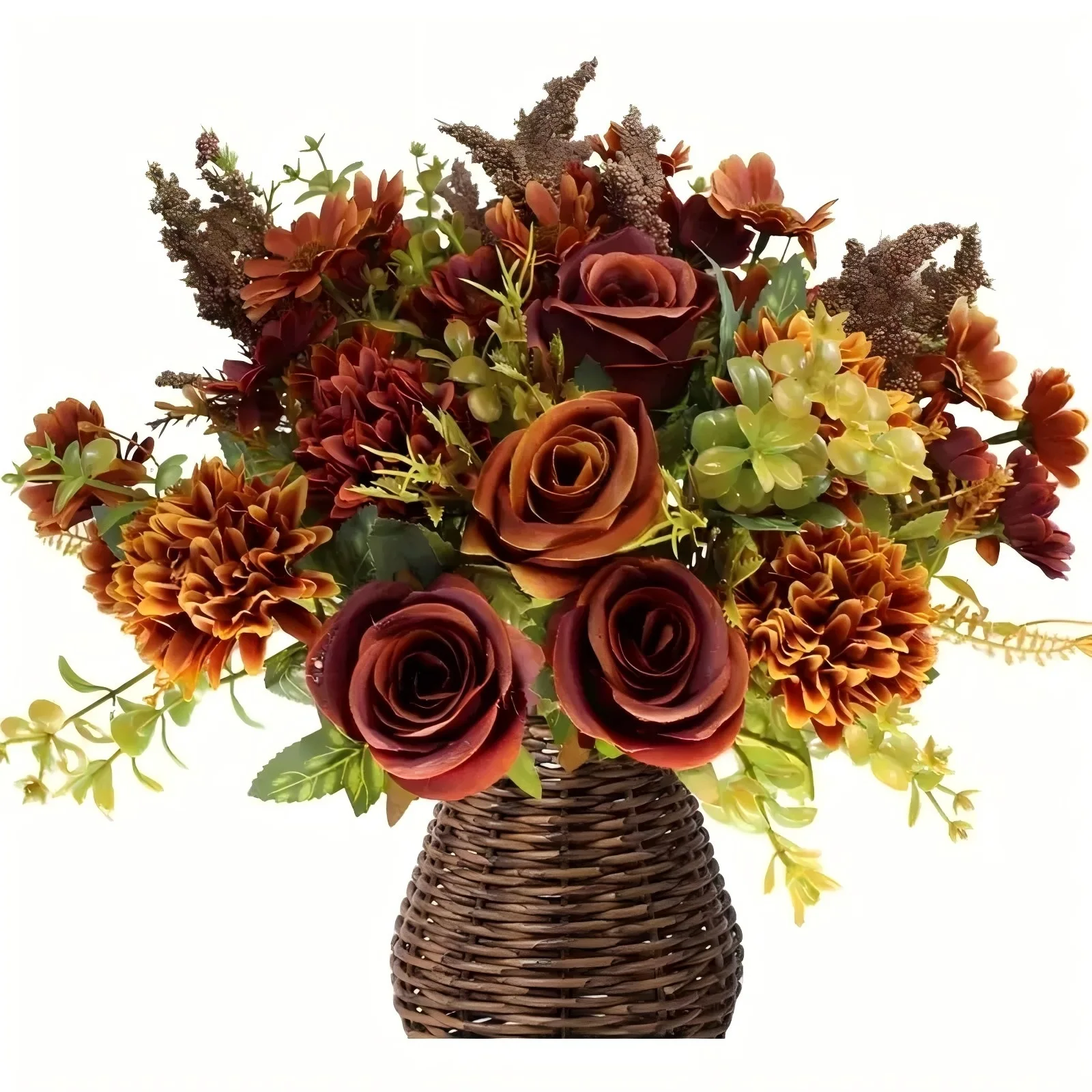 7 Zweige Künstlicher Blumenstrauß, Kunstrosen, Gänseblümchen, Chrysanthemen für Hochzeit, Heimdekoration, Tischdekoration, Partydekoration – Detail 6
