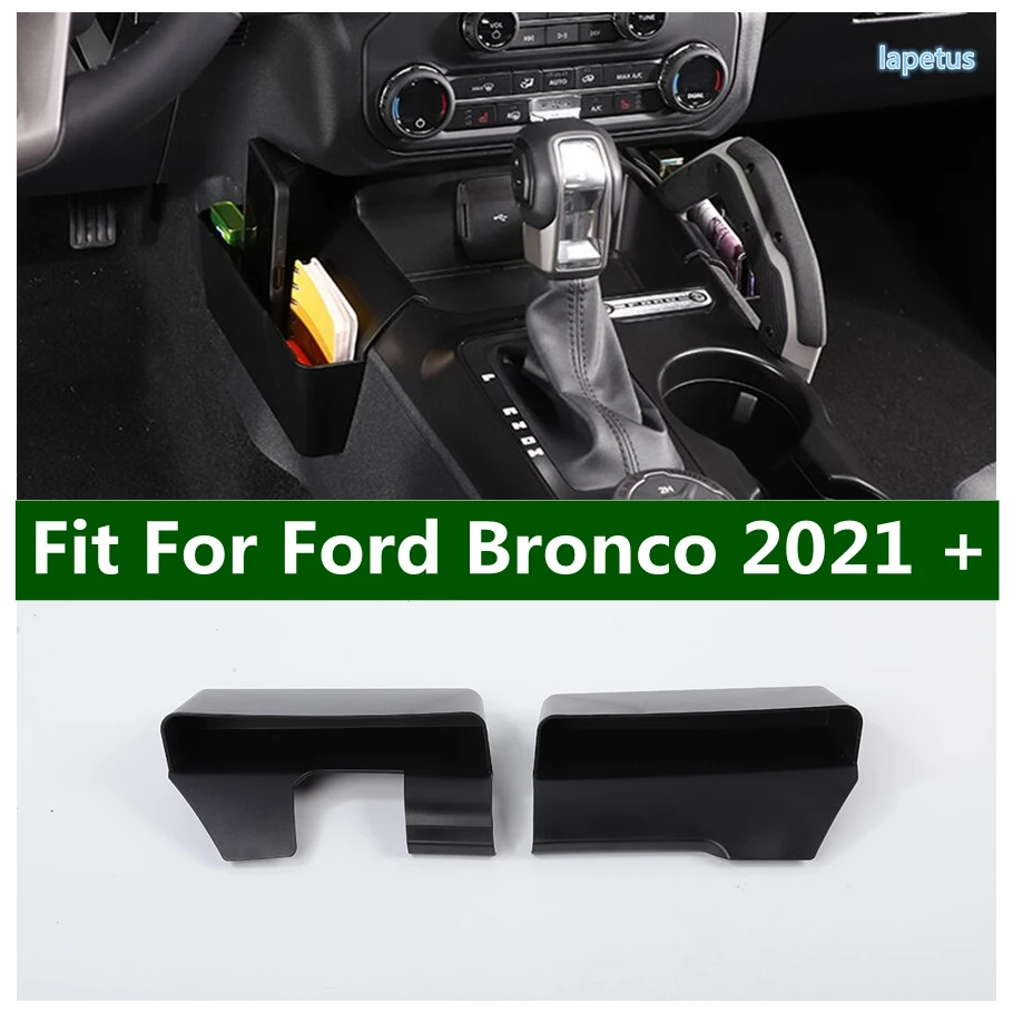 

Gear Shift Side Storage Box Container Organizer Stowing Coin Tray Holder Cover For Ford Bronco 2021 2022 Black Car Accessories