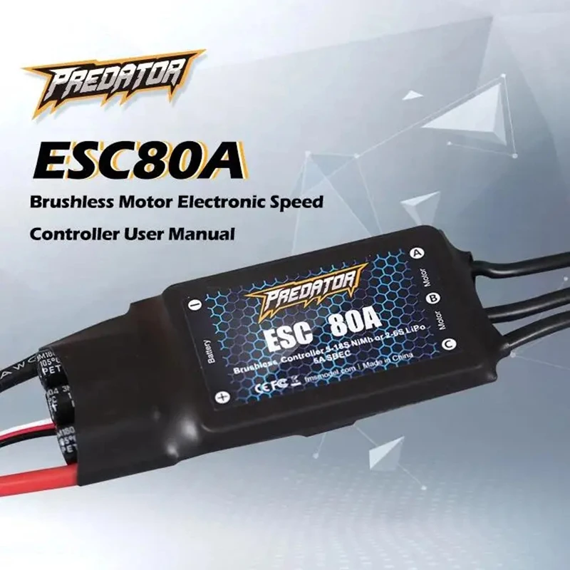 

FMS 80A ESC with 300mm input cable, 4.0mm motor connector, XT90 Plug PRESC035 Part For FMS Avanti V3/ 1700mm P-51/1.7m F4U V3