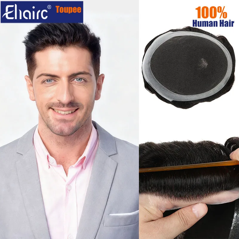 

Australia-French Lace Male Hair Prosthesis Wig for Hair Loss 6" Man Wigs For Men Wig Men's capillary prothesis 100% Human Hair