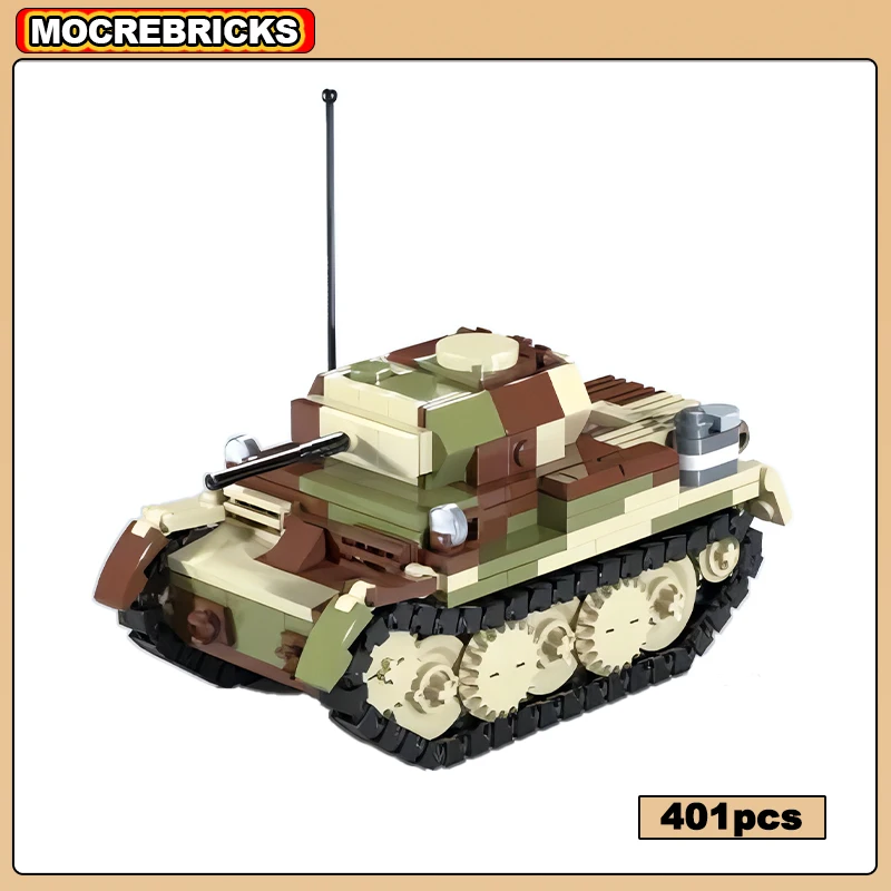 WW2 German MIlitary Light Tank Panzer II Luchs Reconnaissance Armored Vehicle DIY Building Blocks Model Technology Bricks Toys