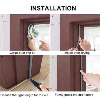 5m/10m Odstraňování povětrnostních vlivů Těsnicí páska na dveře Diep Samolepicí páska proti průvanu Izolace oken Hluková gumová těsnicí páska 10 nejlepší prodej Větrná zábrana na okno - №3