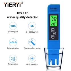 Yieryi 3 In1 EC Meter TDS Temperature Tester Conductivity Water Quality Measurement Pen 0-9999ppm for Swimming Aquariums