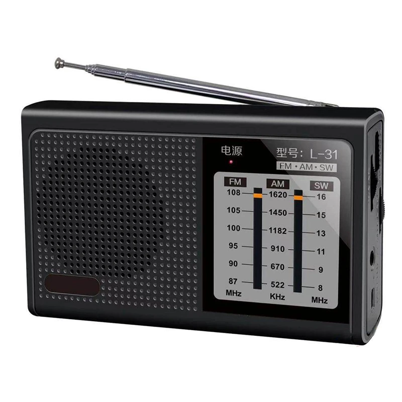 Mini Portable Full Band Radio Handheld USB Rechargeable FM AM SW Retro Speaker Devices With Retractable Antenna L-31