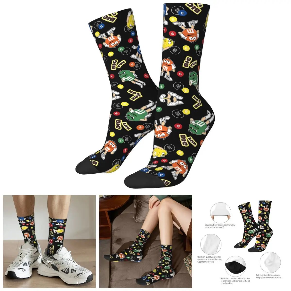 Happy Funny Men's compression Socks Ace Vintage Harajuku M Chocolate Street Style Novelty Seamless Crew Crazy Sock Gift Printed