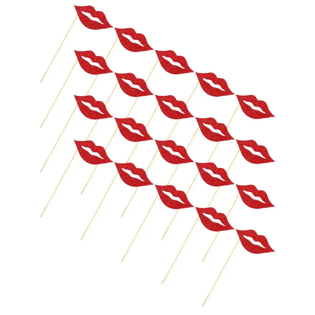 

20 Pcs Party Lips Photo Props Funny Mouth Selfie Valentine' Day Photograph Cheer