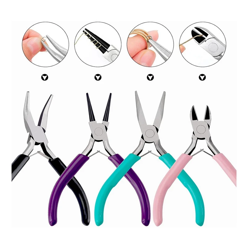 Jewelry Pliers Set Includes Needle Nose Pliers Round Nose Pliers Bent Nose Pliers Wire Cutter