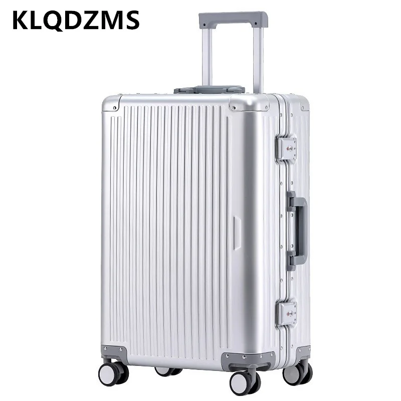 KLQDZMS 20''24 pulgadas equipaje de alta calidad totalmente de aleación de aluminio y magnesio cubierta de carrito caja de embarque Universal maleta rodante