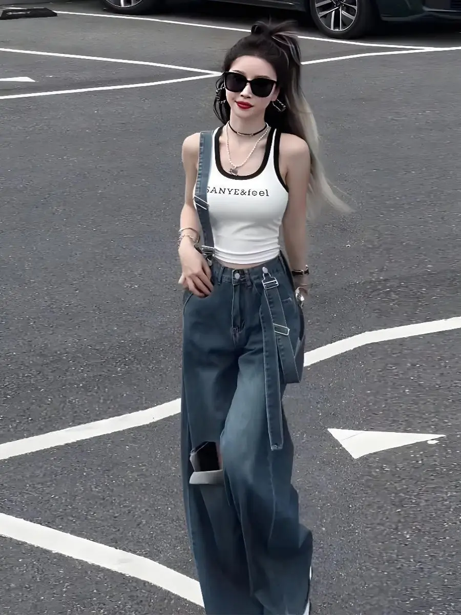Elegante Damen-Overalls, lange Overalls, Baumwolle, Mädchen, niedlich, bedruckt, bequem, bunt, gepunktet, gerüschter Riemen, Crinkle