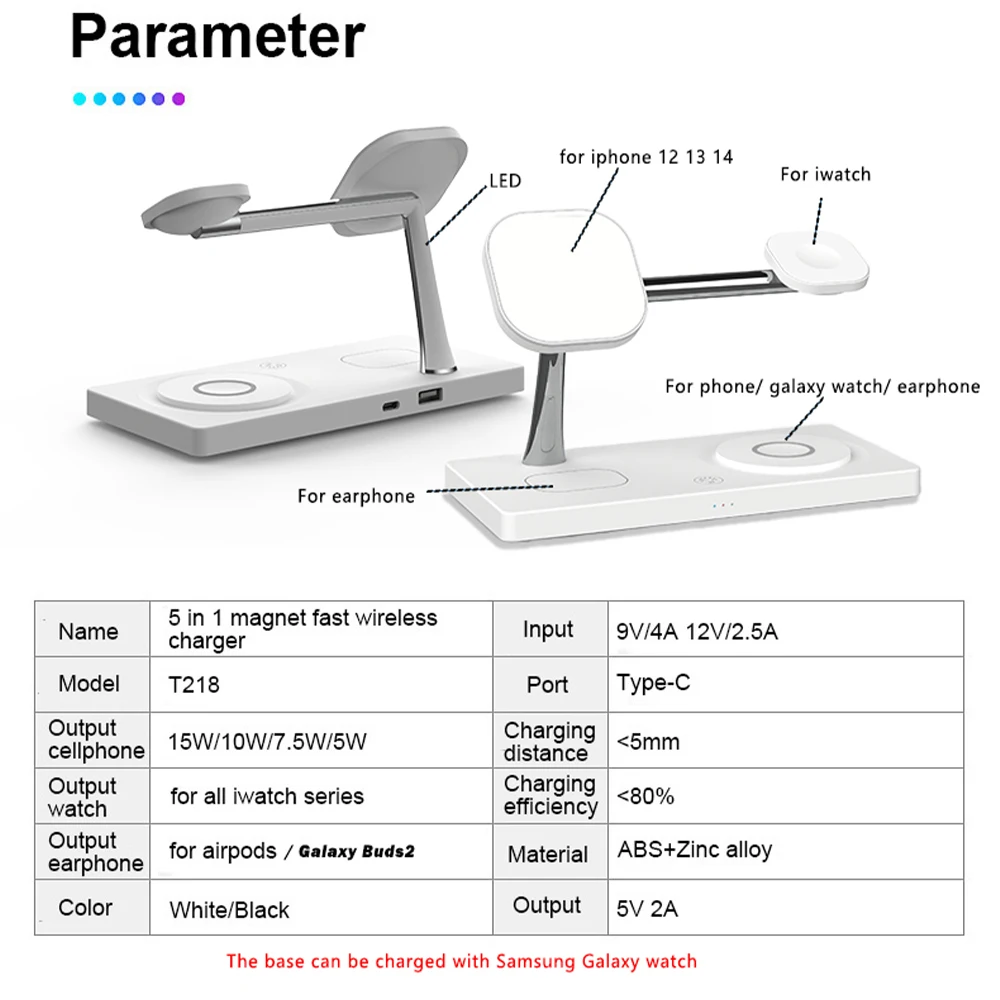 4 w 1 magnetyczna bezprzewodowa ładowarka do iPhone 15 14 13 12 szybka stacja ładująca do Apple Watch 9 8 7 6 5 4 AirPods