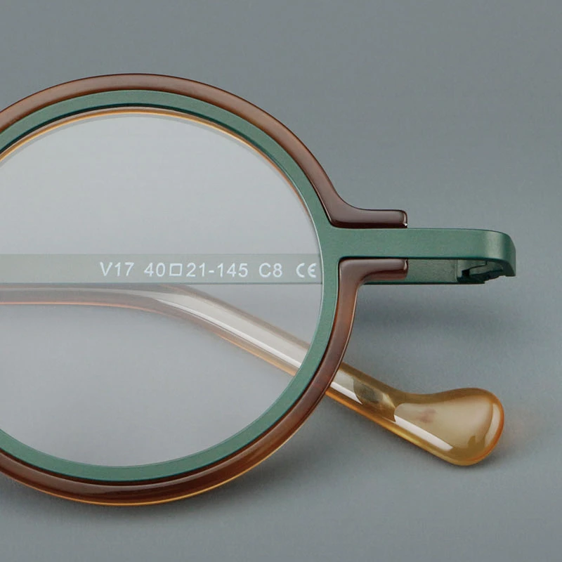 HONKAN Ultraleichter Acetat-Rahmen Metall-Brillengestell Retro Runde Lesebrille für Herren und Damen Hochwertiger Optischer Brillenrahmen – Detail 24