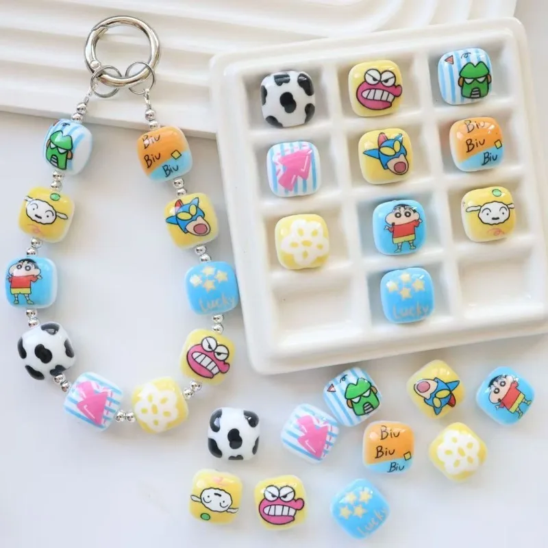 

Карандаш Шин-тян-цепочка, аксессуары, милый принт, мультяшные сквозные бусины «сделай сам», материалы и аксессуары для мобильных телефонов, бусины