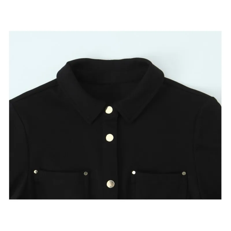 Outono crepe fino ajuste vestido feminino botão decoração midi vestido de manga longa casual moda turn-down colarinho vestidos