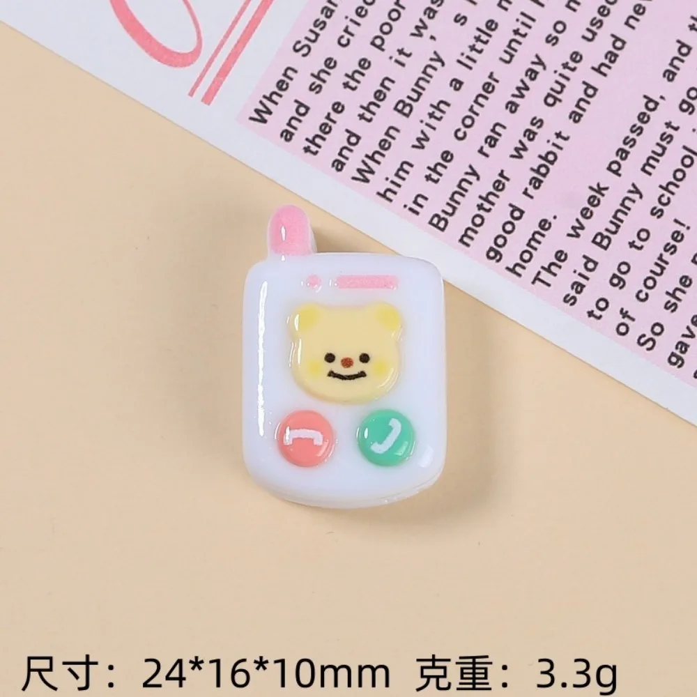 10Pcs Kawii resin bear phone Series Miniature Flat Back Cabochons For Hairpin Scrapbooking DIY Home Decor Craft Accessories