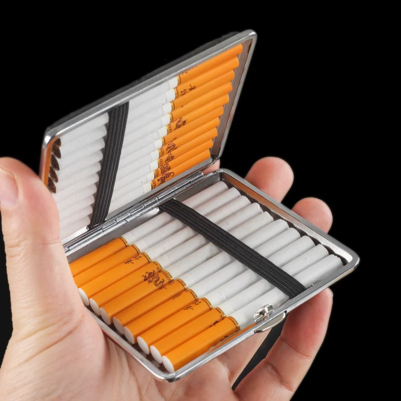 20pcs Leather Cigarette Case Portable Stubby Cigarette Case Metal Material Anti-Pressure Cigarette Holder