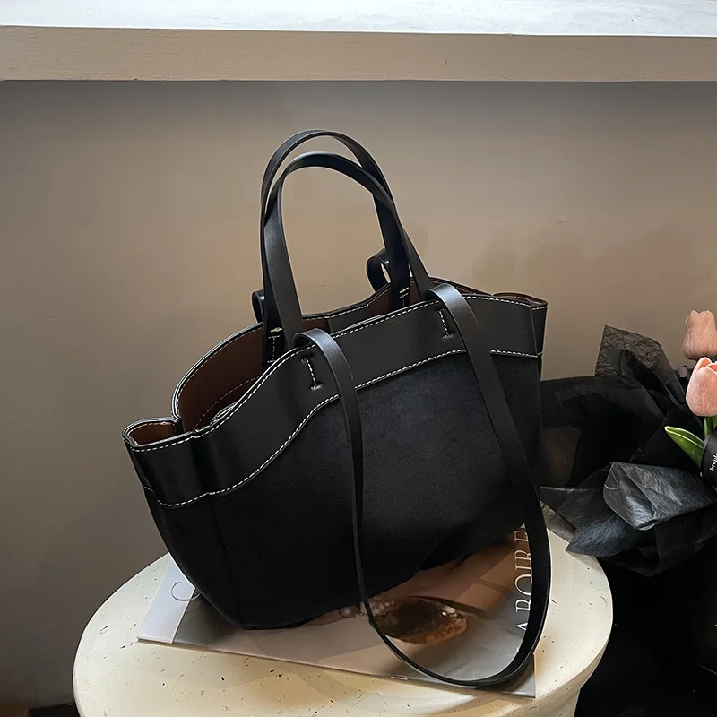 

2025 Matte Leather Tote Bag for Women, Large Capacity Multi-way Shoulder Crossbody Purse, Vintage Underarm Bag for Work Commute