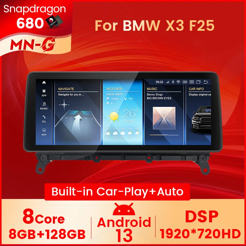 12.3Inch Carplay Android All in one Car Radio Smart car systems For BMW X3 F25 X4 F26 Automotive multimedia Navigation GPS 2din