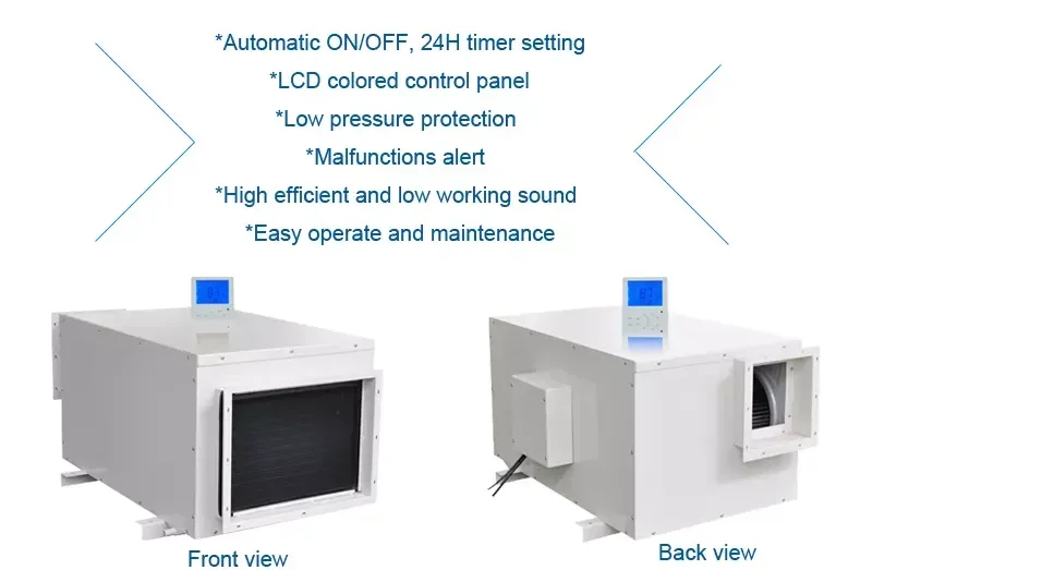 150L/Day Ceiling Mounted Duct Dehumidifier Industrial Commercial