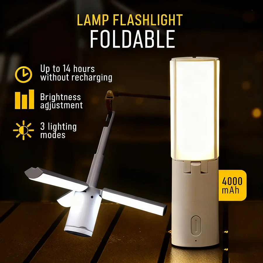 LED Folding Outdoor Camping Light Lantern Rechargeable 3 Modes Dimmable For Outdoor Camping Tent Emergency Lighting