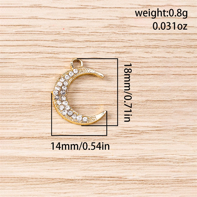 10 Stück 14 x 18 mm niedliche Kristall-Metall-Mond-Charms-Anhänger für die Herstellung von Tropfen-Ohrringen, Halsketten, Armbändern, DIY-Handwerk, Schmuckzubehör – Detail 1