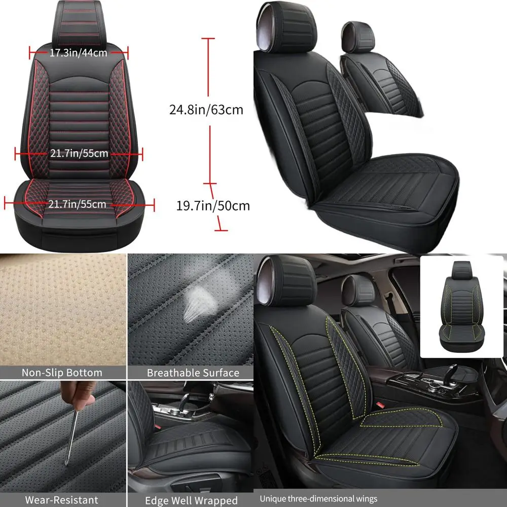 

Водонепроницаемые кожаные чехлы на автомобильные сиденья Napa, универсальная посадка, противоскользящие подушки, черные, автомобильные аксессуары для интерьера для переднего моря