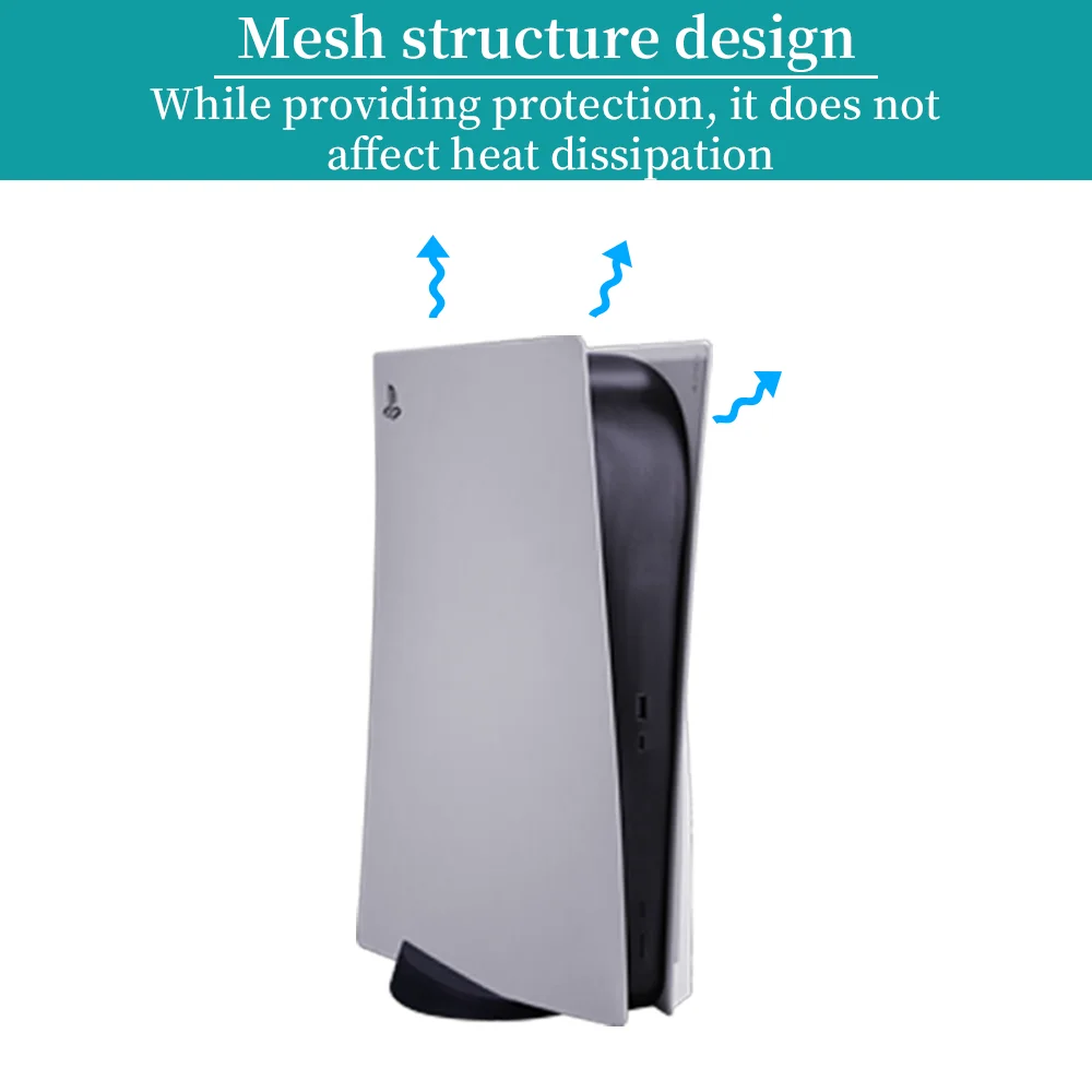 Breathable Mesh Cover for PS5 Slim/PS5 Disc&Digital Console Flexible PVC Material Protective Washable Anti Pet Hair Dust Filter