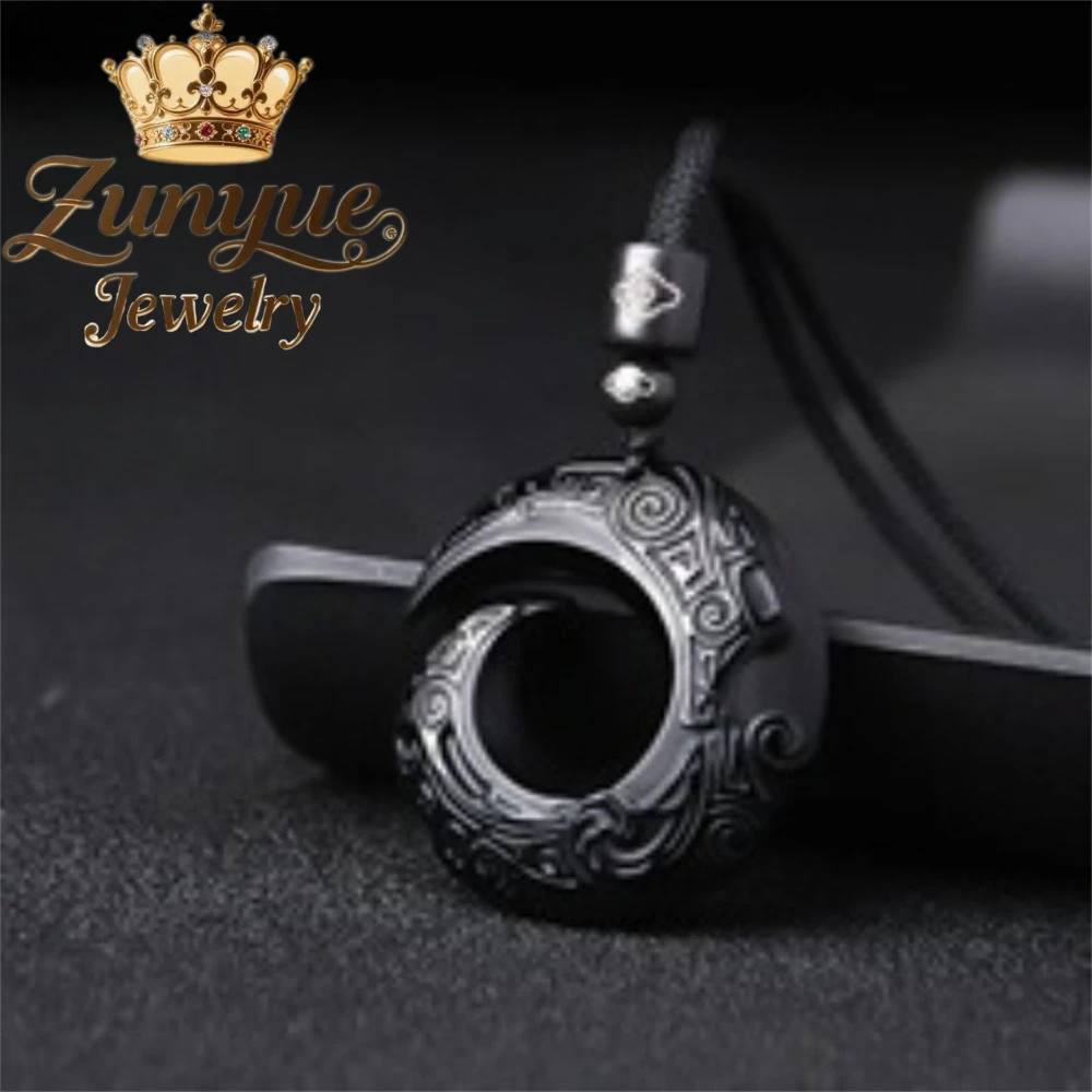 

Natural Obsidian Fortune-Bringing Pendant, Peace Amulet Handicraft Best Selling Fashion Jewelry Exquisite Elegant Popular Luxury