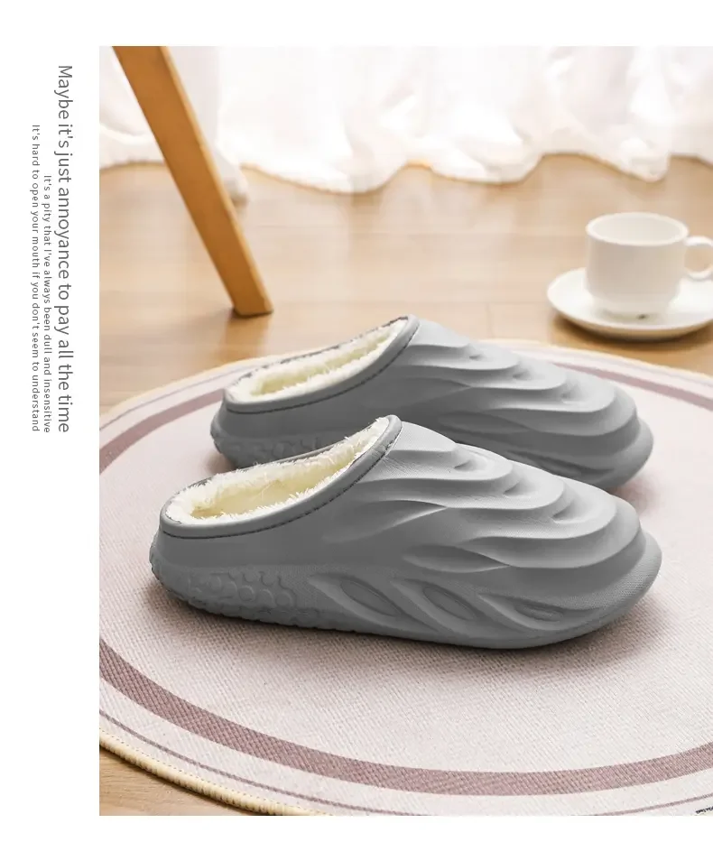 Winter-Wärme-Hausschuhe für Herren, EVA, wasserdicht, mit Fleece-Futter, dicke Sohle, rutschfest, für drinnen und draußen, Winter-Hausschuhe für Männer. – Detail 10