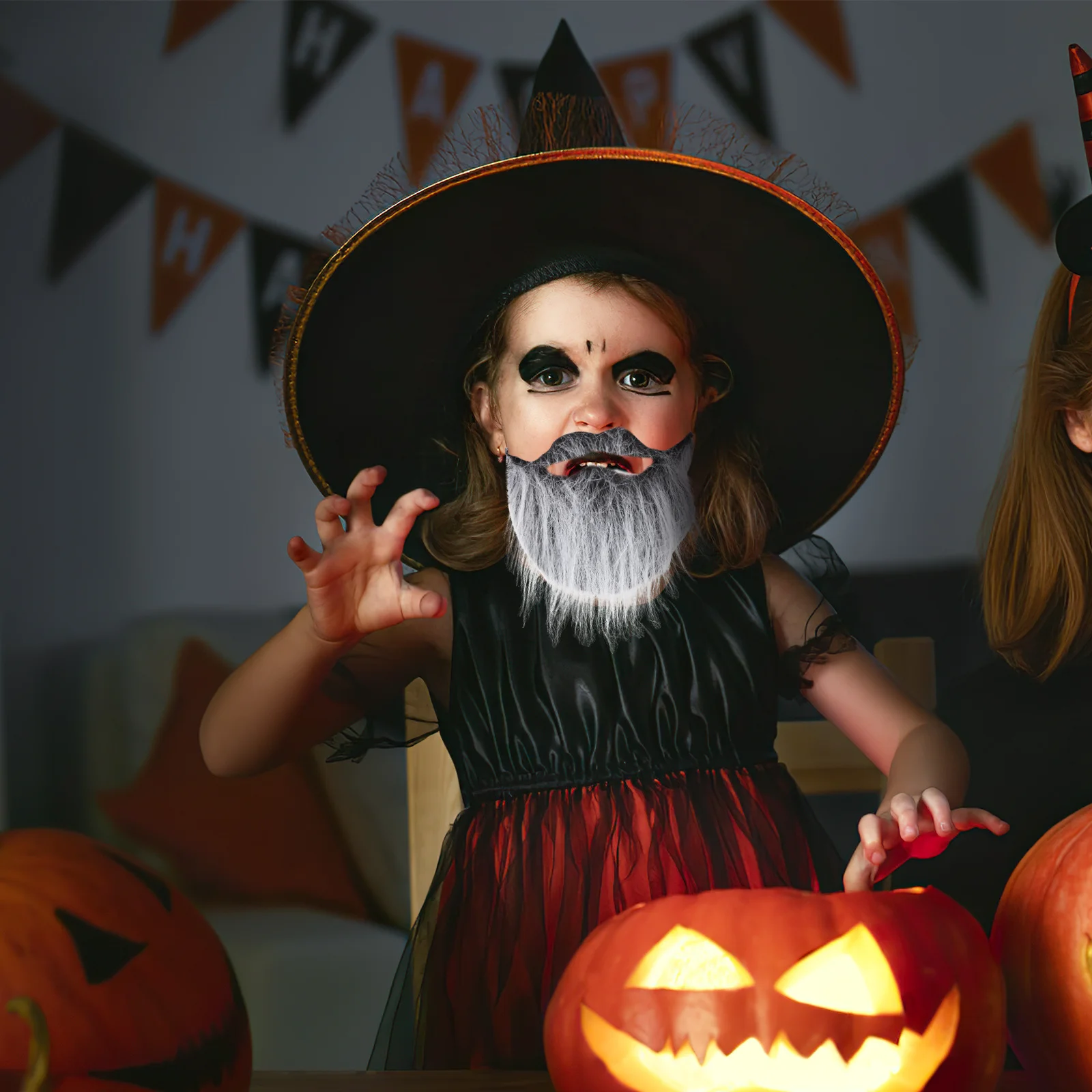 3 szt. Halloweenowe sztuczne wąsy i brody do cosplayu, zabawne, realistyczne, wytrzymałe, z materiału flanelowego, akcesoria imprezowe, artykuły plastyczne dla dzieci.