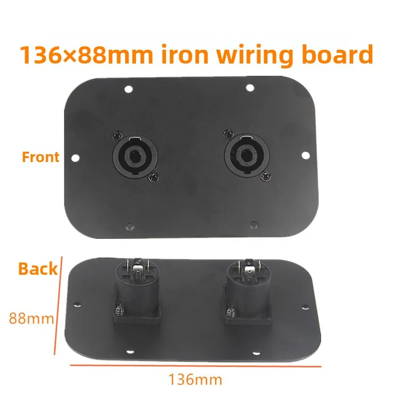 2 stuks aluminium audio-aansluitplaat, dubbele 4-pins XLR-aansluiting, bevestigingsplaat voor luidspreker.