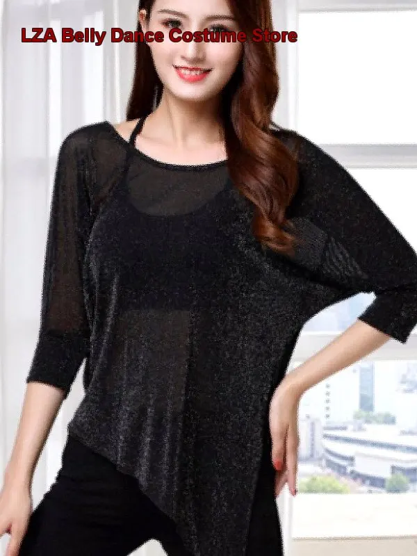 Women's 2026 Spring Summer Korean Silver Thread Embellished Performance Top Oriental Dance Practice