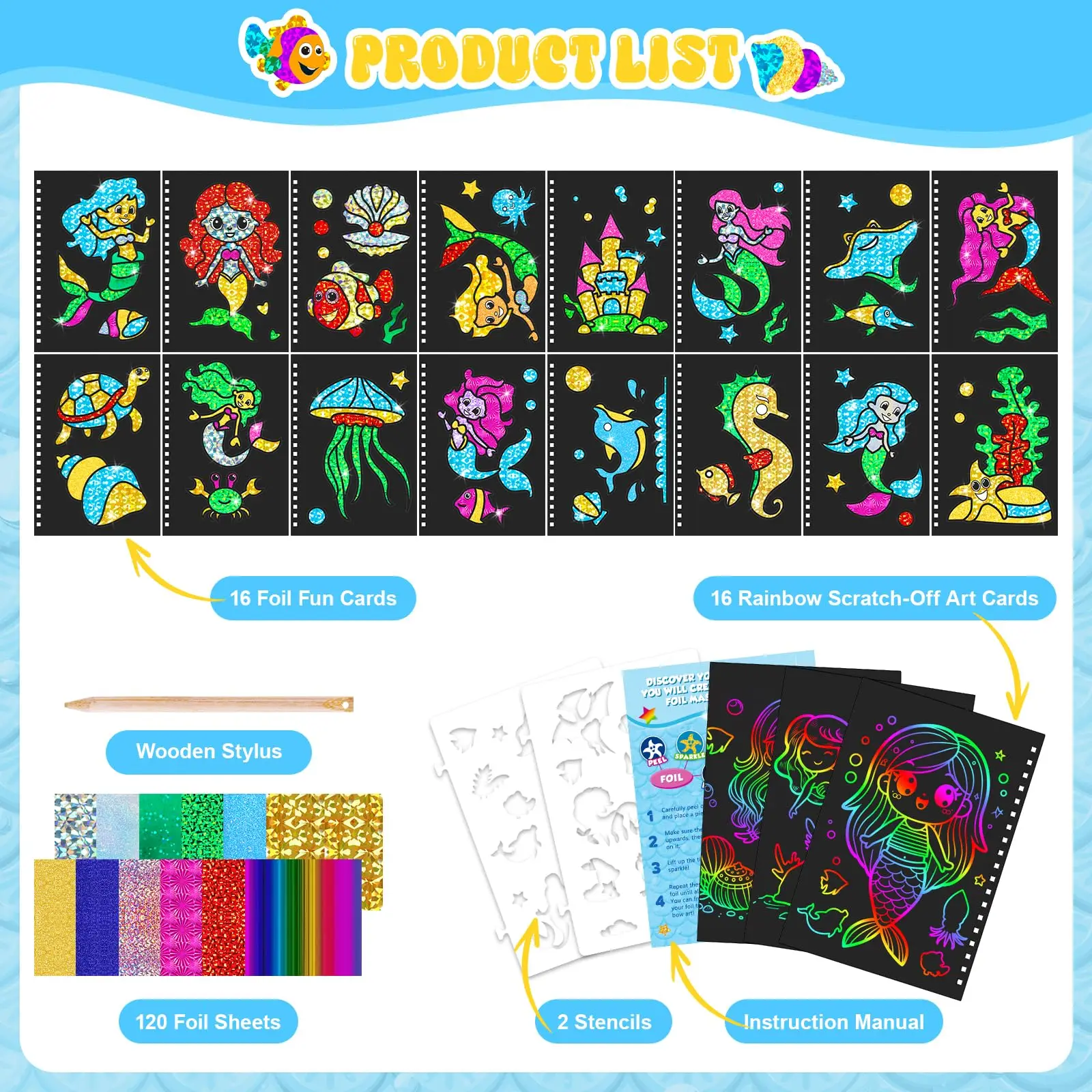 Scratch Art Coloring Book Set For Girls Kids Mermaid Colouring Book For Creativity Arts And Crafts Activity Christmas Gifts