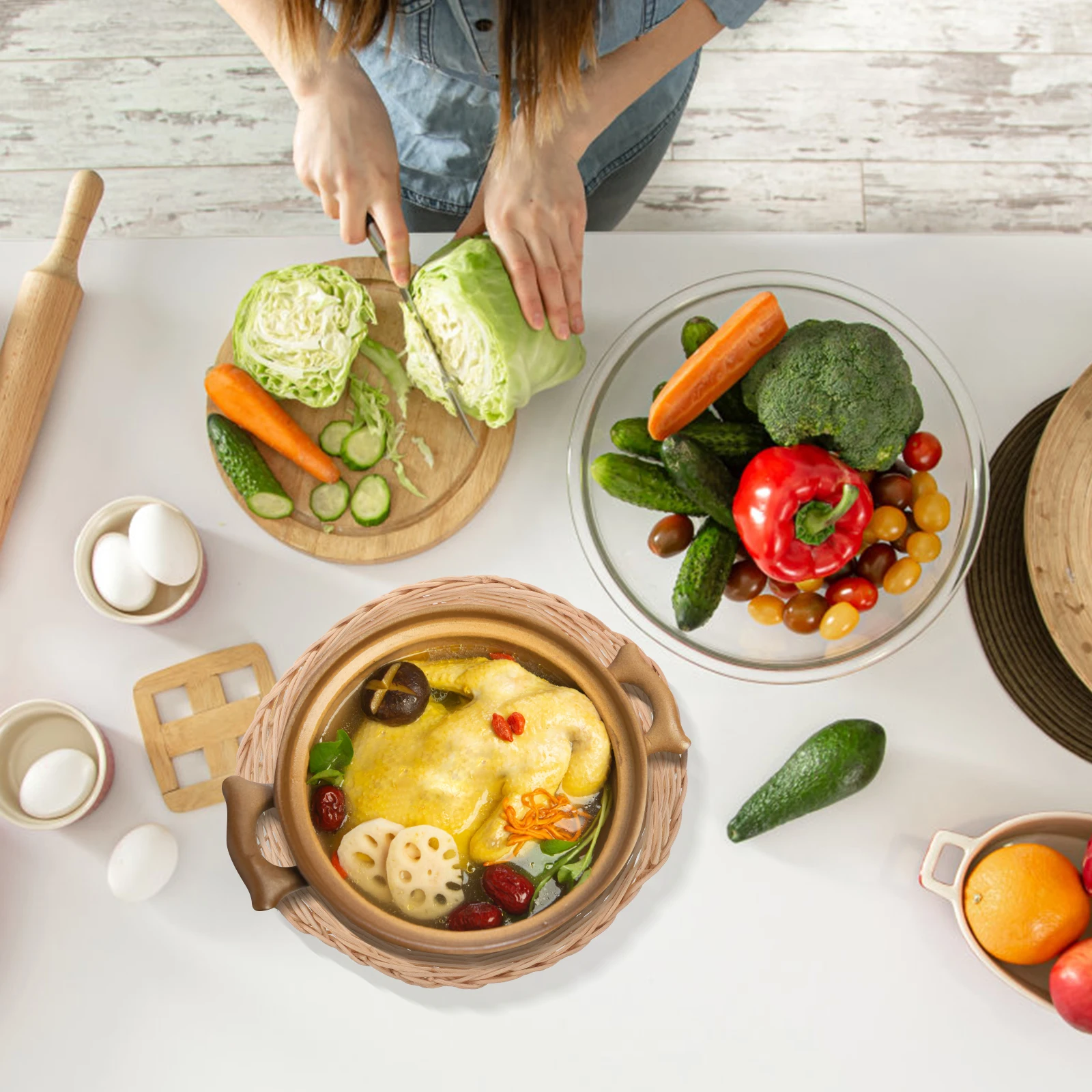 

Тканый горшок для запеканки, теплоизоляционная каменная чаша, настольный держатель, износостойкий кухонный аксессуар, поставка бытовой посуды