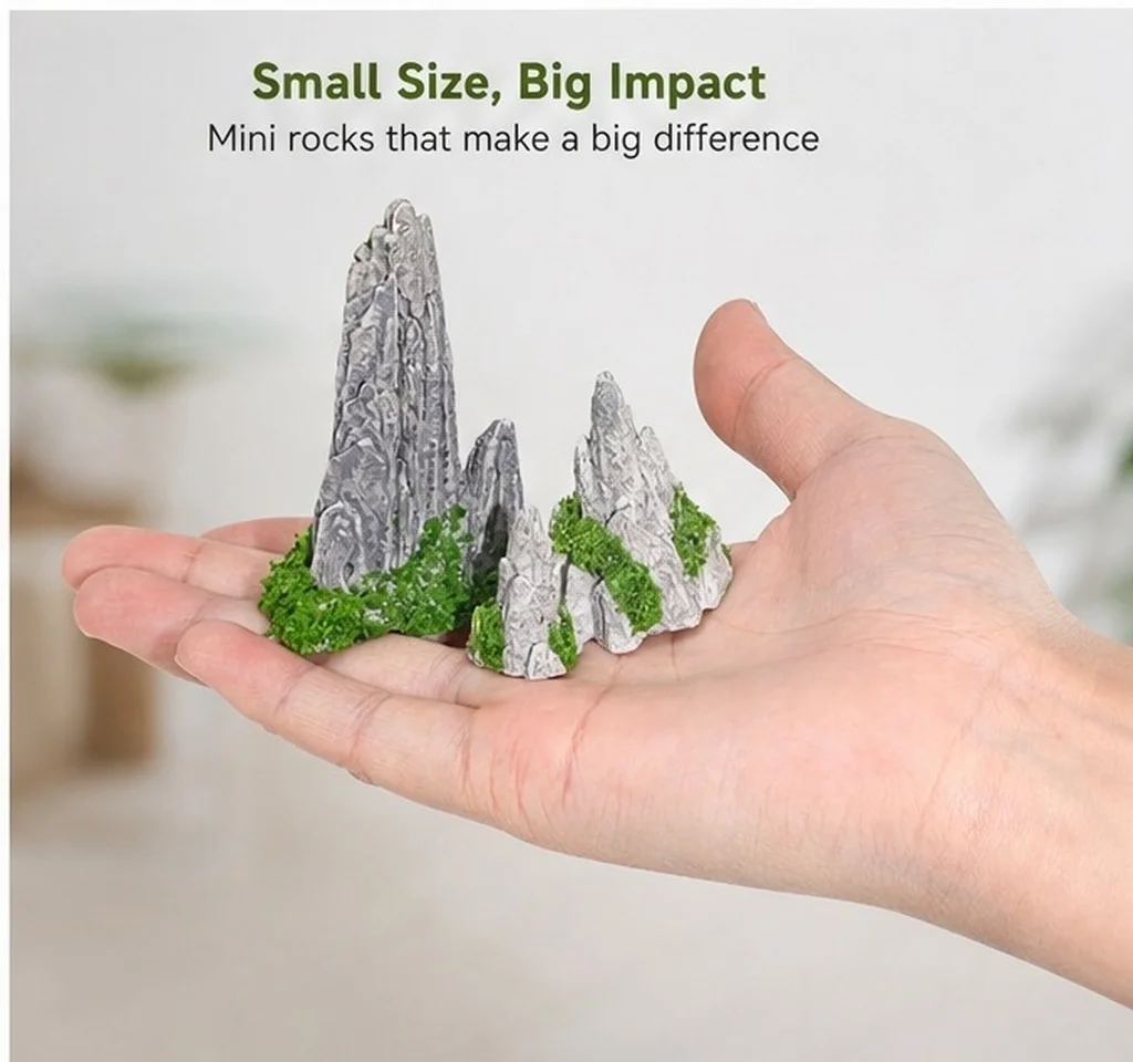 8pcs Simulated Rockery Decor for Bonsai, Mini Landscape Garden, Desktop & Home Office Ornament