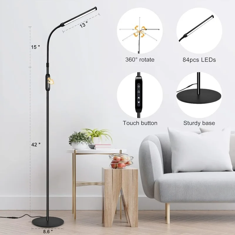 Imagem -03 - Dimmable Led Floor Lamp para Extensões de Cílios Craft Task Floor Standing Light Gooseneck Ajustável