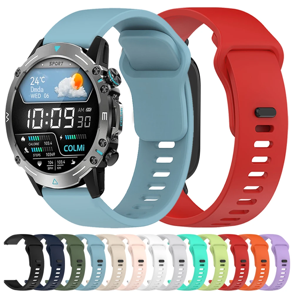 Correa deportiva de silicona para COLMi M42 M41 P82 V73 V76 P81 C63 20mm 22mm banda suave para COLMI i28 Ultra P76 C80 I31 reemplazar pulsera